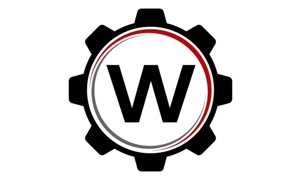 Zahnrad-Lösung Logo Buchstabe w — Stockvektor