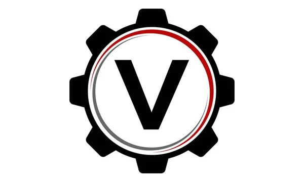 齿轮的解决方案标识字母 V — 图库矢量图片