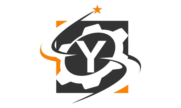 Dişli çözüm Logo harf Y — Stok Vektör
