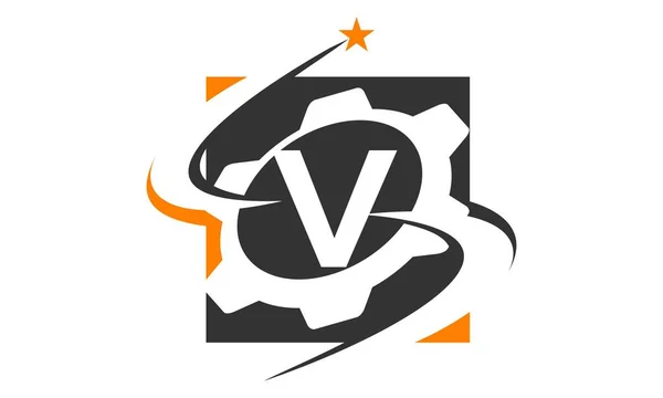 Dişli çözüm Logo harf V — Stok Vektör