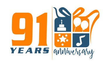 91 yıl hediye kutusu şerit yıldönümü 