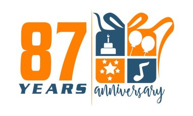 87 yıl hediye kutusu şerit yıldönümü 