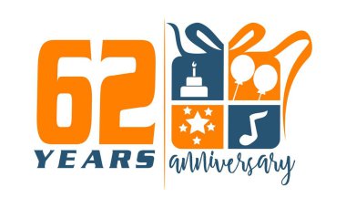 62 yıl hediye kutusu şerit yıldönümü 