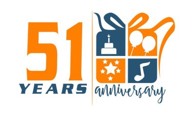 51 yıl hediye kutusu şerit yıldönümü 