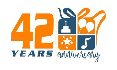 42 yıl hediye kutusu şerit yıldönümü 