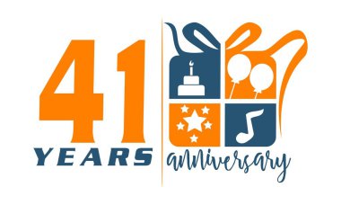 41 yaş hediye kutusu şerit yıldönümü 