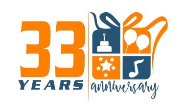 33 yıl hediye kutusu şerit yıldönümü 