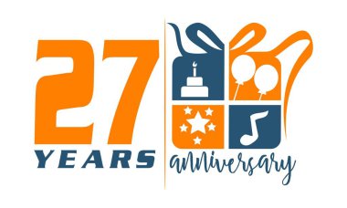27 yıl hediye kutusu şerit yıldönümü 