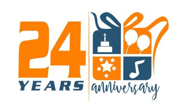 24 yıl hediye kutusu şerit yıldönümü 