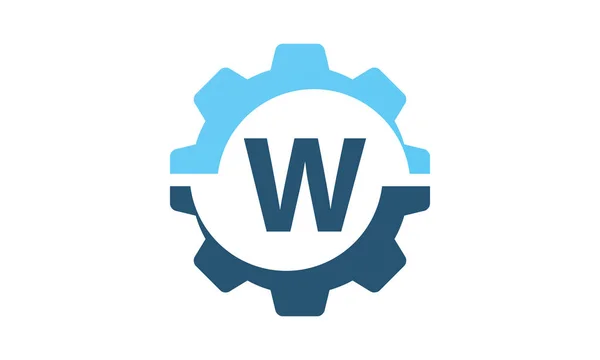 Logotipo de solução de engrenagem inicial W — Vetor de Stock
