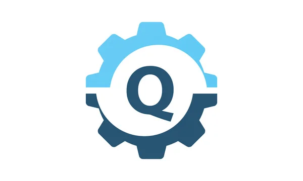 Logotipo inicial Q de la solución del engranaje — Vector de stock