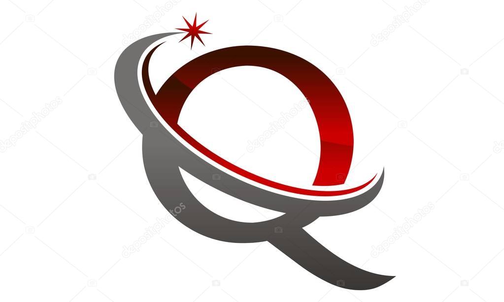 Star Swoosh Letter Q