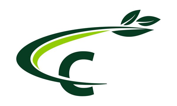 Swoosh Leaf Letter C