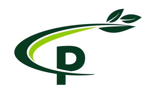 Swoosh Leaf Letter P