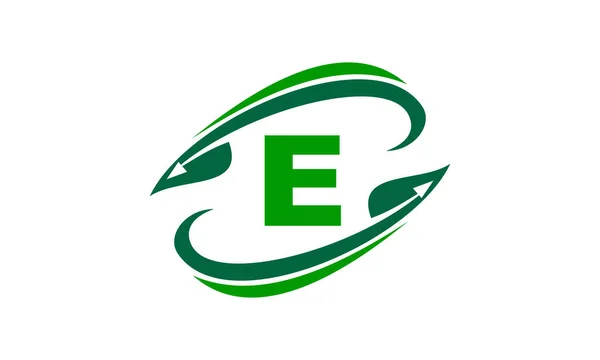 Swoosh Leaf Початковий E — стоковий вектор