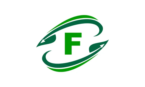 Swoosh Leaf eerste F — Stockvector