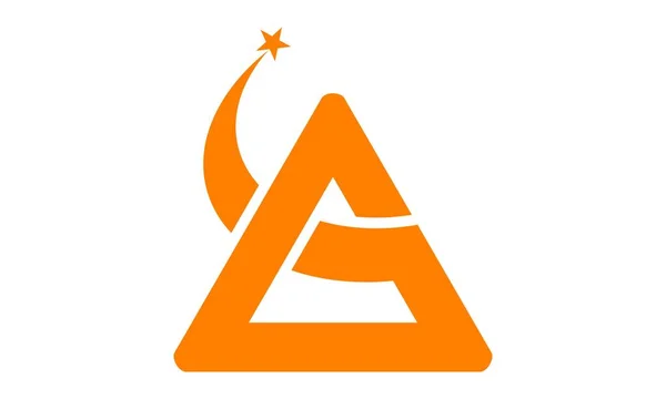 Triangel Swoosh stjärna bokstaven en G — Stock vektor