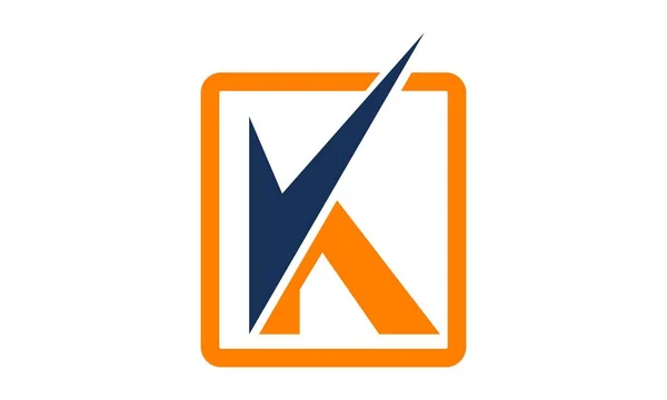 K harfi onay işareti Logo — Stok Vektör