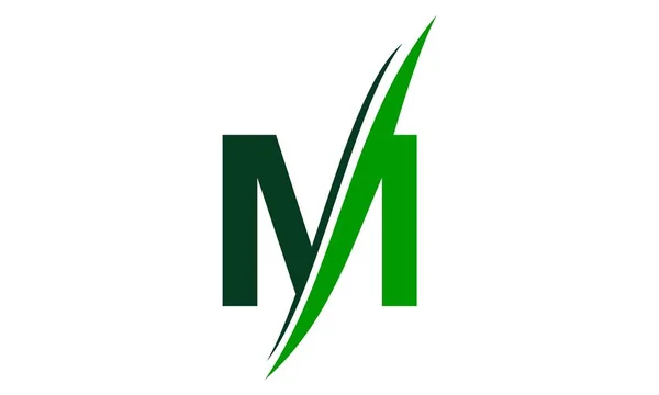 Letter M Leaf Ecology — Stock Vector
