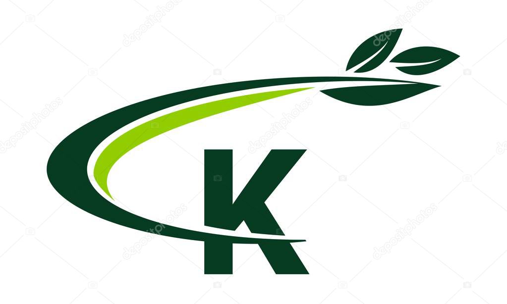 Swoosh Leaf Letter K