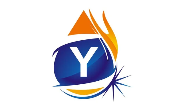 Agua Fuego Llama Gas Oil Initial Y — Vector de stock