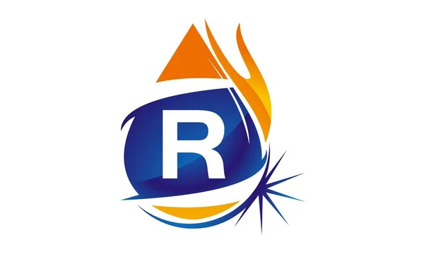 Inicial de gasóleo de llama de fuego de agua R — Vector de stock