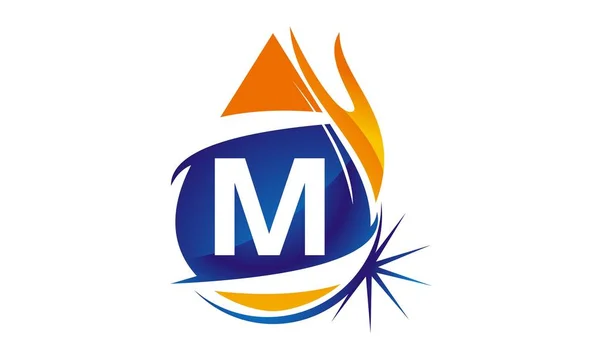 Water Fire Flame Gas Oil Initial M — Διανυσματικό Αρχείο