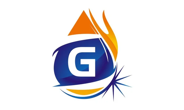 Voda oheň plamen plynový olej počáteční G — Stockový vektor