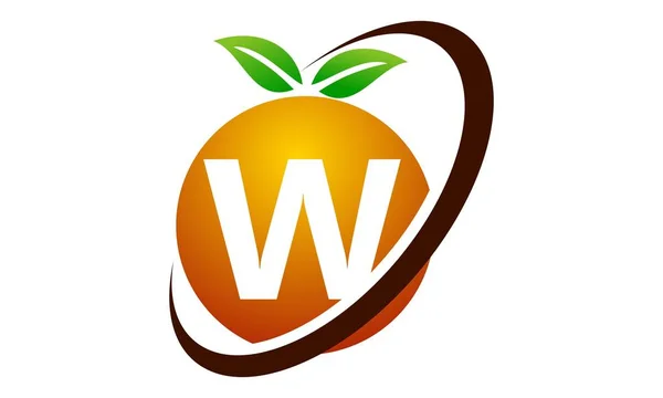 Πορτοκαλί φρούτα γράμμα W — Διανυσματικό Αρχείο