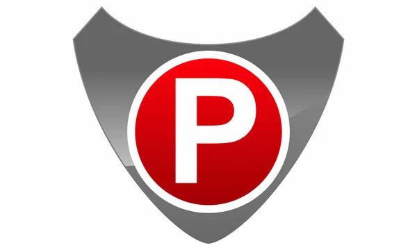 Modern Logo Shield Letter P — Stock Vector