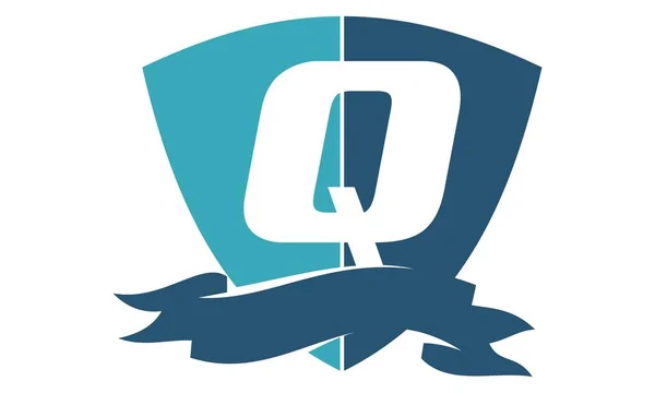 Tarcza wstążki litery Q — Wektor stockowy