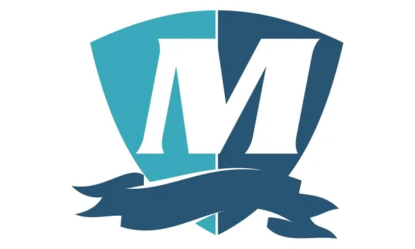 Escudo de fita letra M — Vetor de Stock