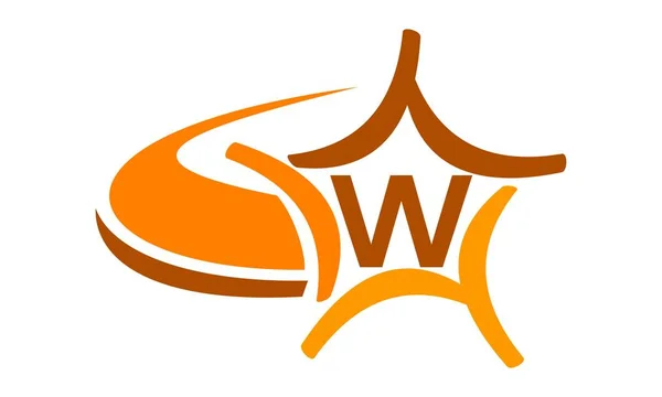 Gwiazda Swoosh literą W — Wektor stockowy