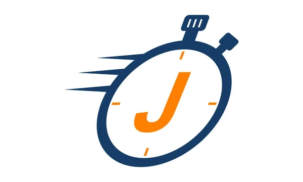 Stopwatch Logo Letter  J — Stock Vector