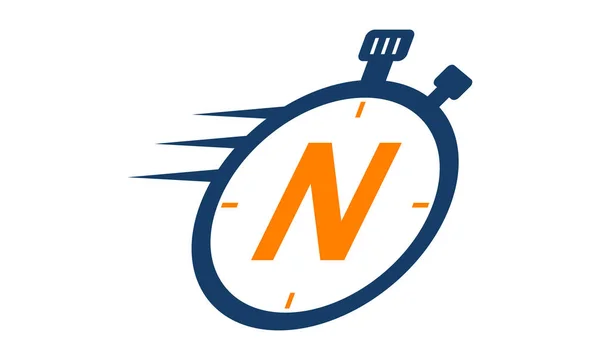 Stopwatch Logo Letter  N — Stock Vector