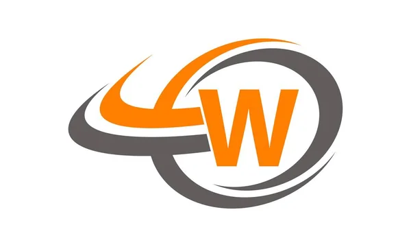 Centro Swoosh Letra W — Vector de stock