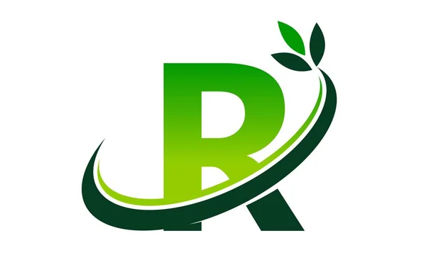 Swoosh Leaf Letter R — Stock Vector