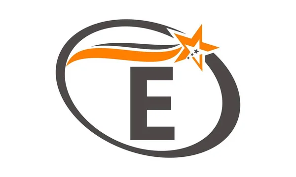 Carta estrella Swoosh E — Vector de stock