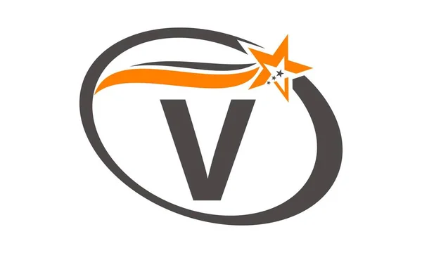 Star Swoosh Letter V — Stock Vector