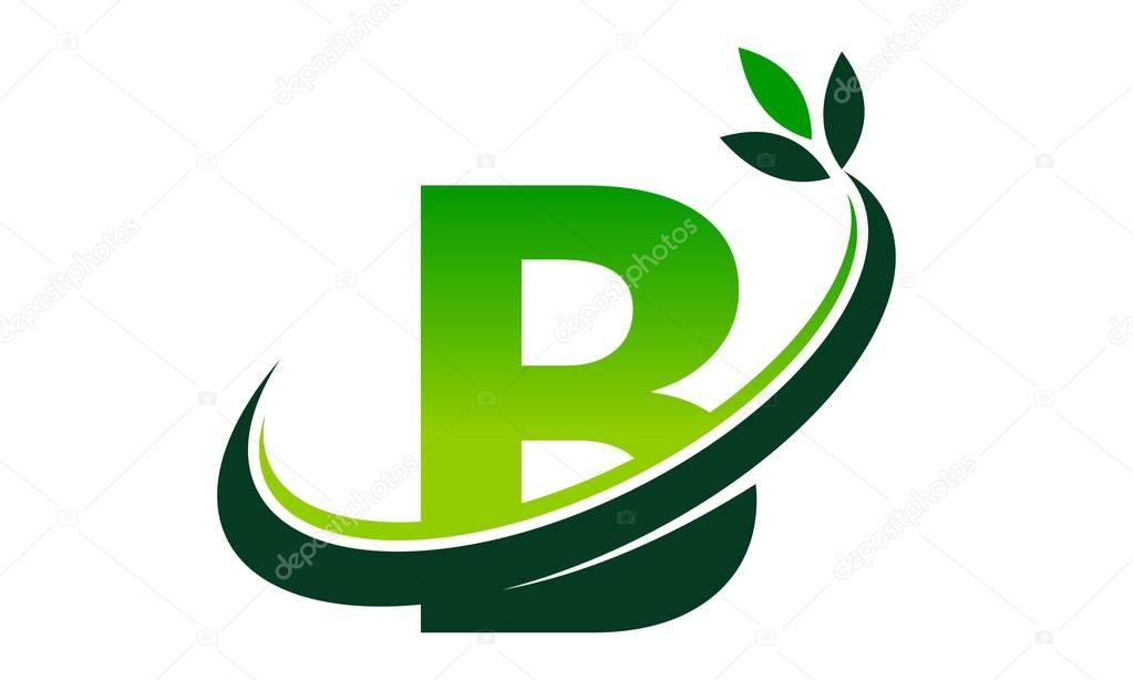 Swoosh Leaf Letter B