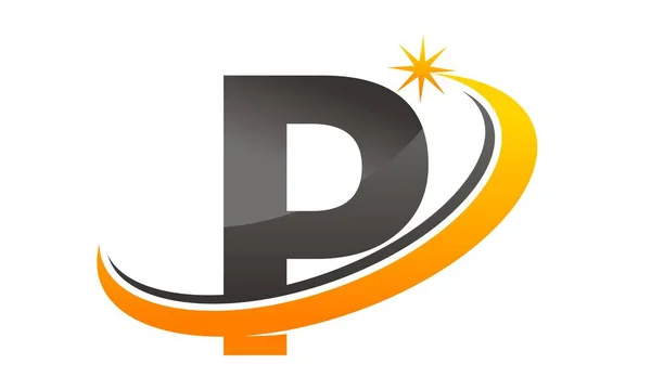 Ster Swoosh Letter P — Stockvector