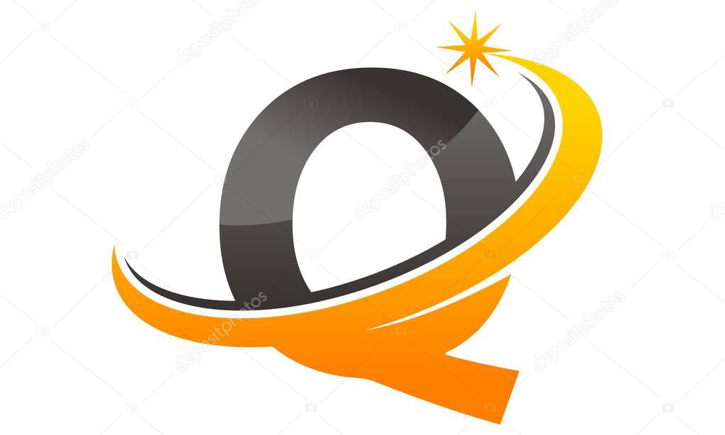 Star Swoosh Letter Q