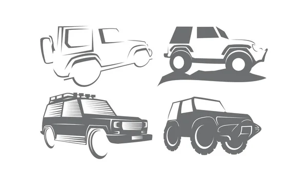 Juego de colección de paquetes de coches de aventura — Vector de stock