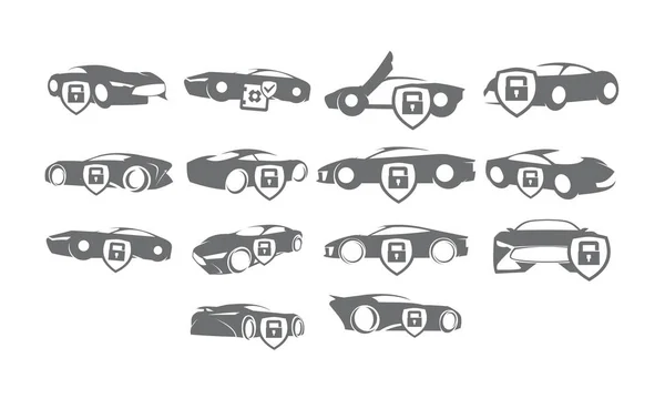 Conjunto de logotipo de bloqueo de escudo de coche Colecciones de paquete —  Fotos de Stock