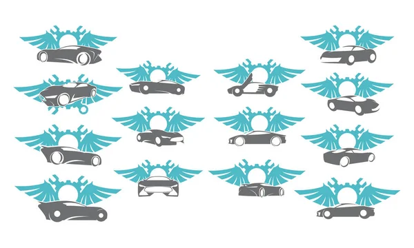 Auto Getriebe Flügel Schraubenschlüssel Logo Set Kollektionen — Stockfoto