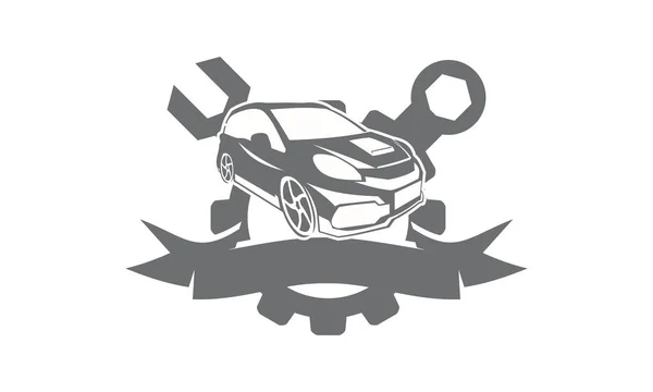 Car Gear Wrench Ribbon Logo — Stock Photo, Image