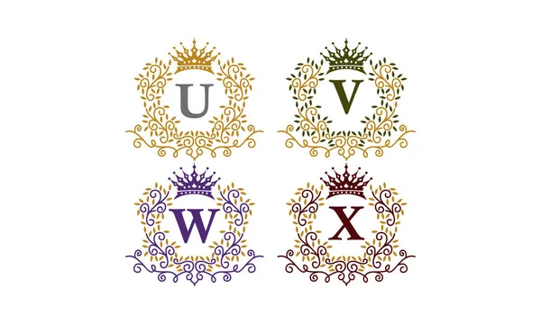 Levelek korona kezdeti U V W X — Stock Fotó