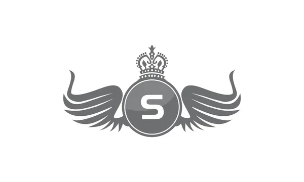 Flügel Schild Krone Initial sletter, Vektor, Vorlage, Schild, pro — Stockvektor