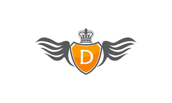 Escudo de ala corona inicial D — Vector de stock