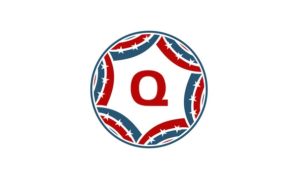 Ruban cercle étoile initiale Q — Image vectorielle